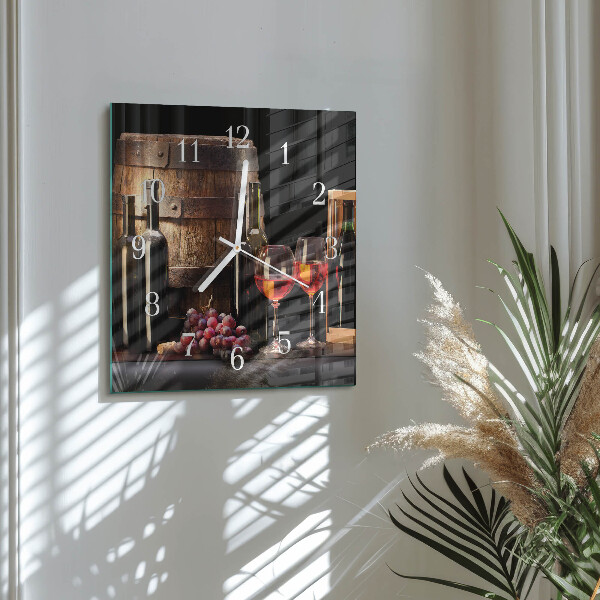 Square wall clock Wine Barrel