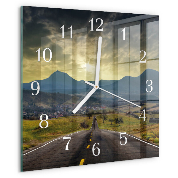 Square wall clock Path Mountains