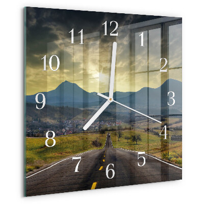Square wall clock Path Mountains