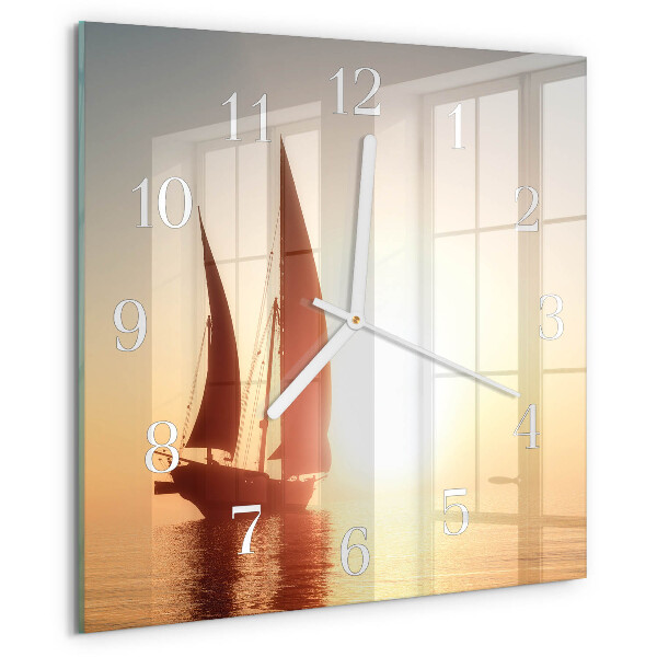 Square wall clock Sailboat