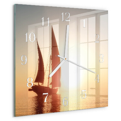 Square wall clock Sailboat