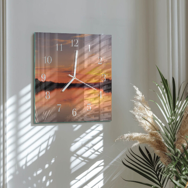 Square wall clock Sunset