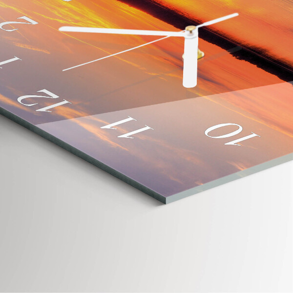 Square wall clock Sunset
