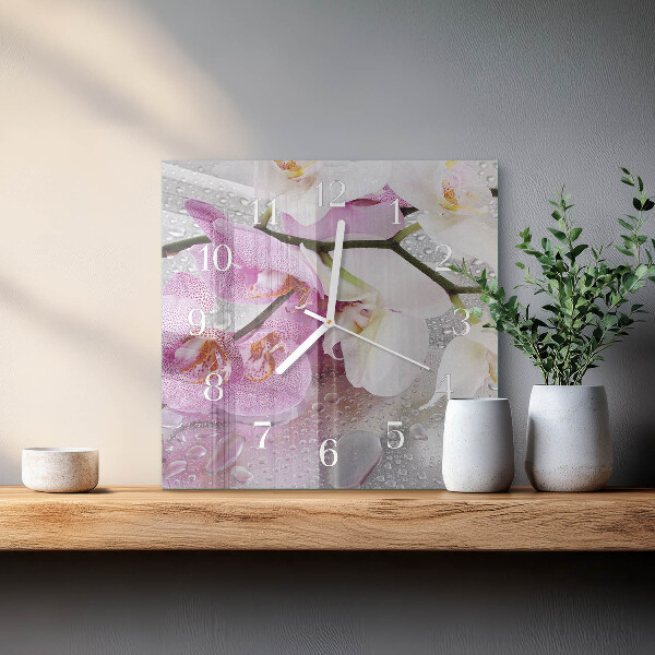 Square wall clock Orchid