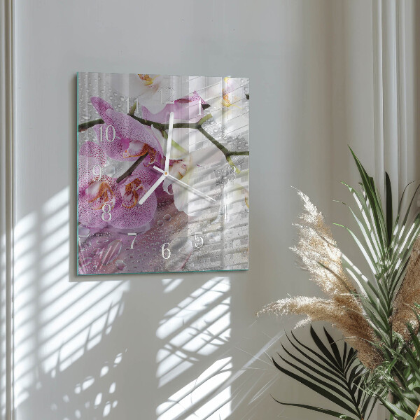 Square wall clock Orchid