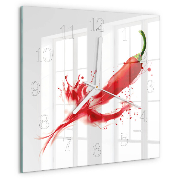 Square wall clock Chili pepper