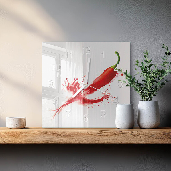 Square wall clock Chili pepper