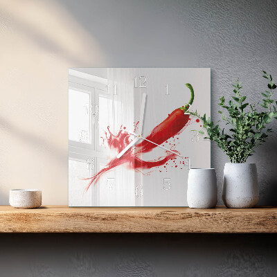 Square wall clock Chili pepper