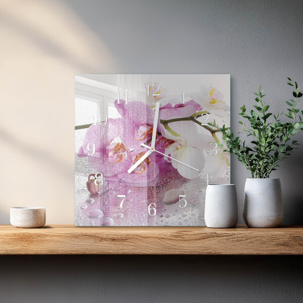 Square wall clock Orchid