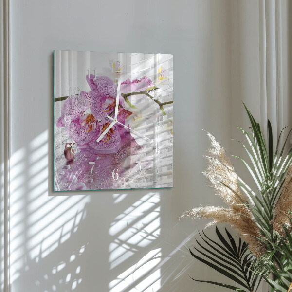 Square wall clock Orchid