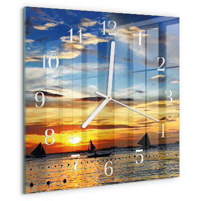 Square wall clock Sunset