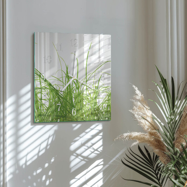 Square wall clock Grass
