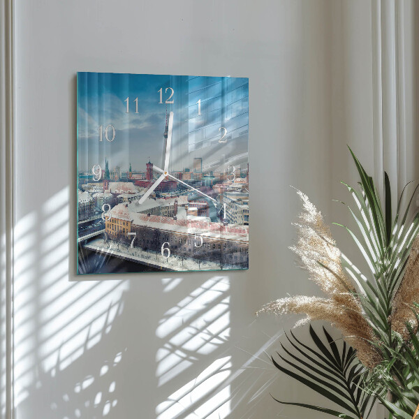 Square wall clock Winter City