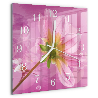 Square wall clock Flower