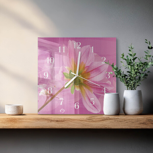 Square wall clock Flower
