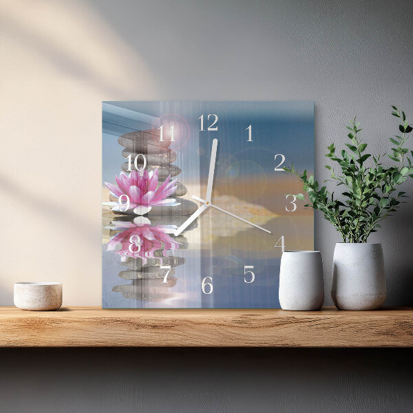 Square wall clock Water Stones