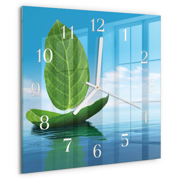 Square wall clock Leaves