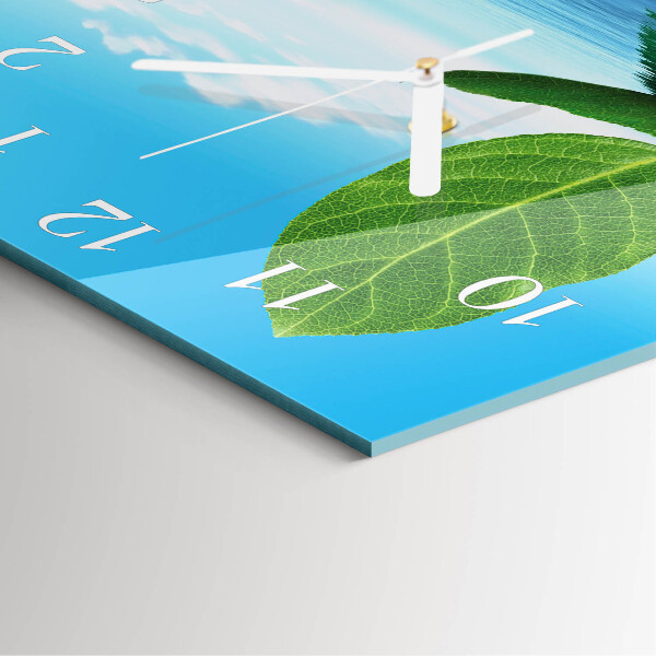 Square wall clock Leaves