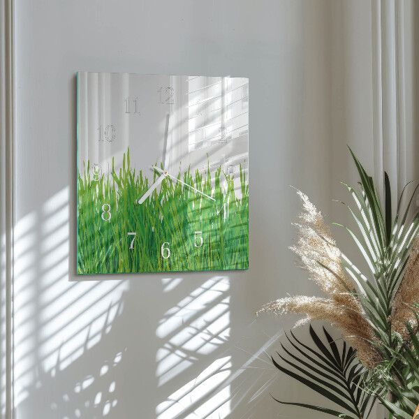 Square wall clock Grass