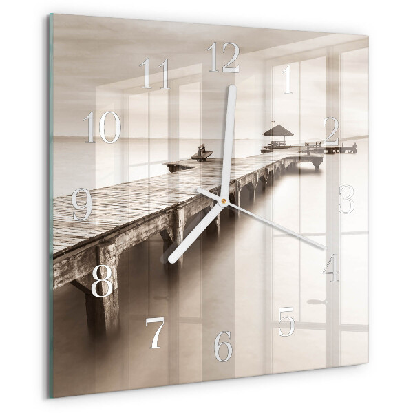 Square wall clock Wooden Bridge