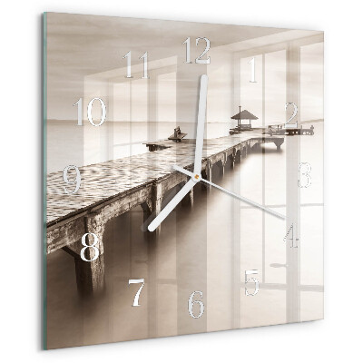Square wall clock Wooden Bridge