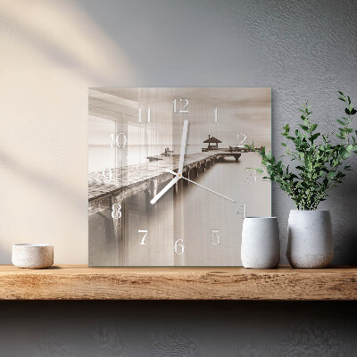 Square wall clock Wooden Bridge
