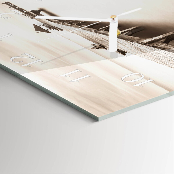 Square wall clock Wooden Bridge