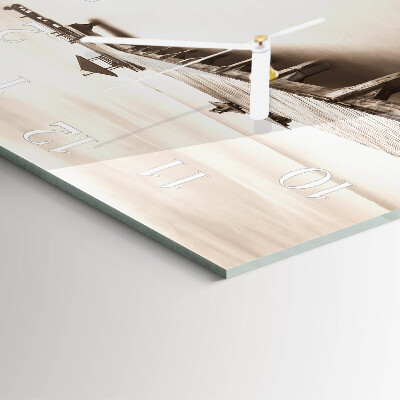 Square wall clock Wooden Bridge
