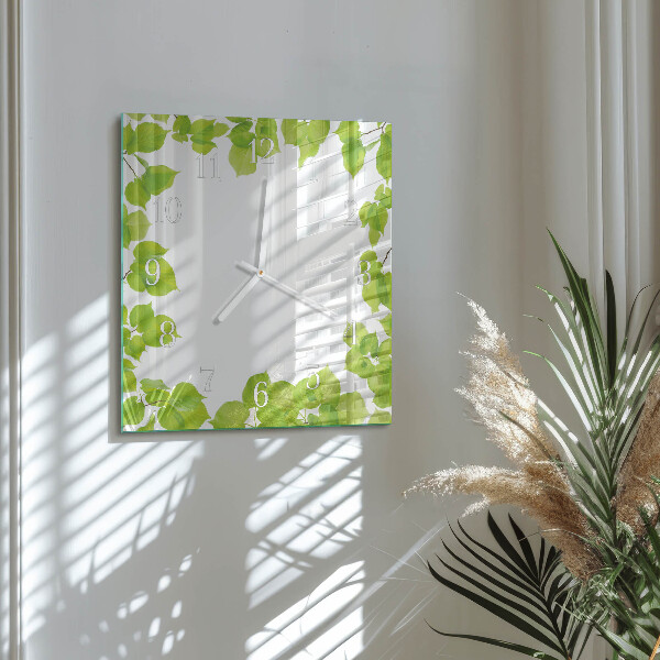 Square wall clock Leaves