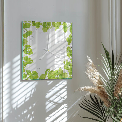 Square wall clock Leaves