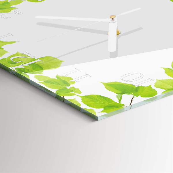 Square wall clock Leaves