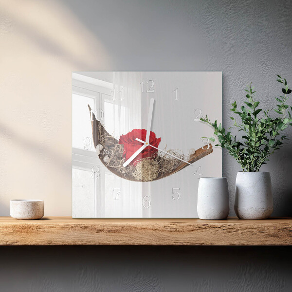 Square wall clock Rose