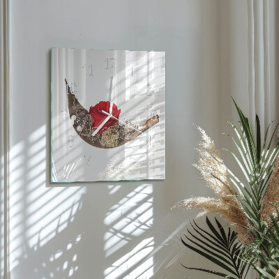 Square wall clock Rose