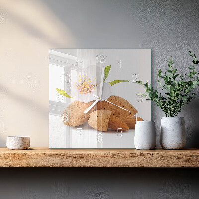 Square wall clock Almonds
