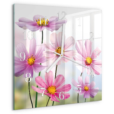 Square wall clock Flowers