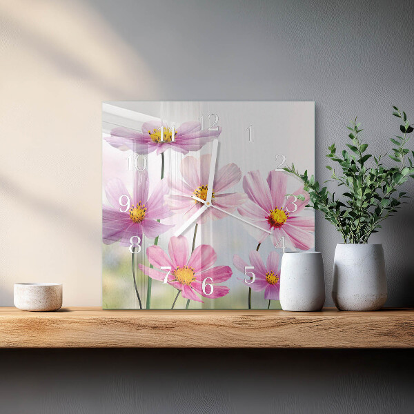 Square wall clock Flowers