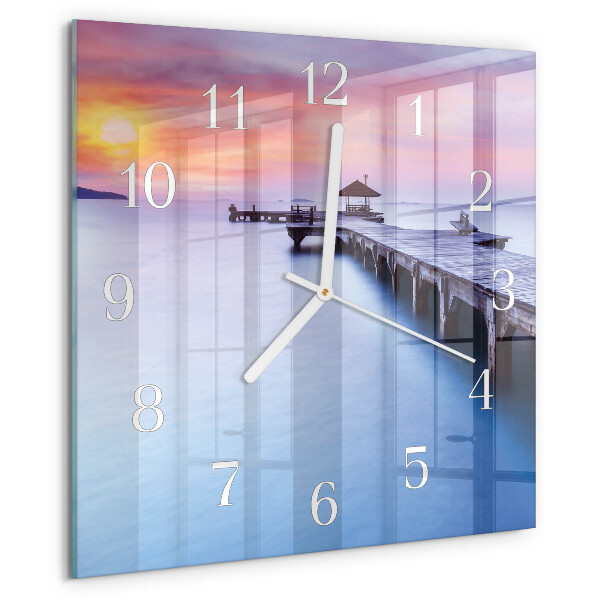 Square wall clock Wooden Bridge