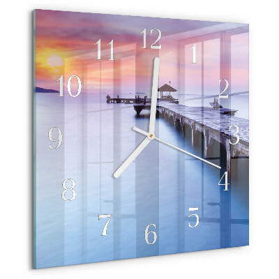 Square wall clock Wooden Bridge
