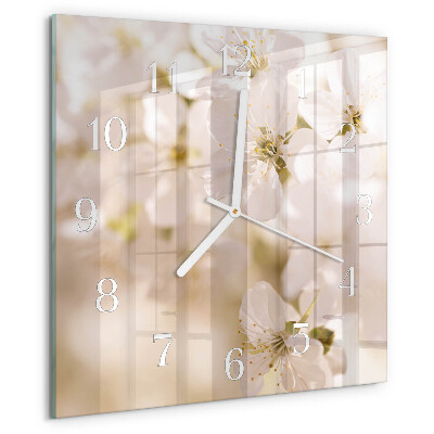 Square wall clock Flowers