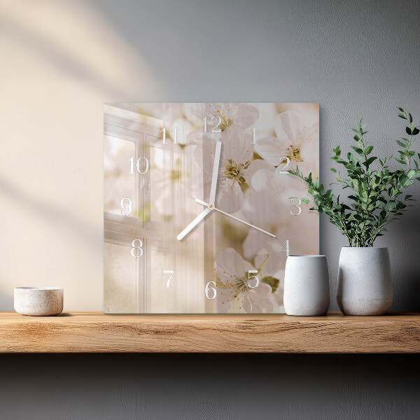 Square wall clock Flowers