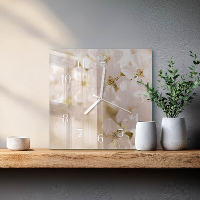Square wall clock Flowers