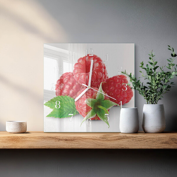 Square wall clock Raspberries