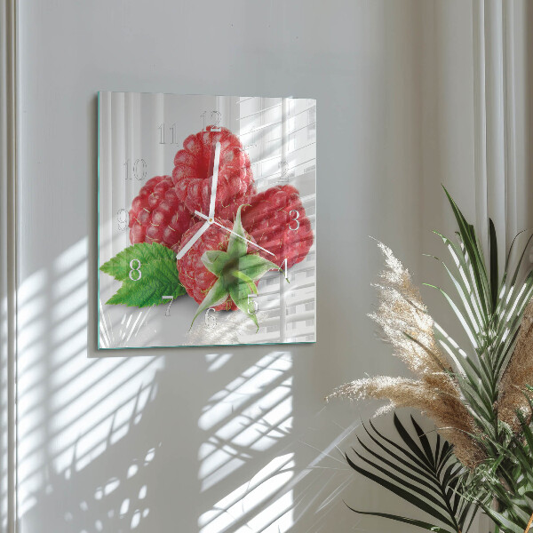 Square wall clock Raspberries