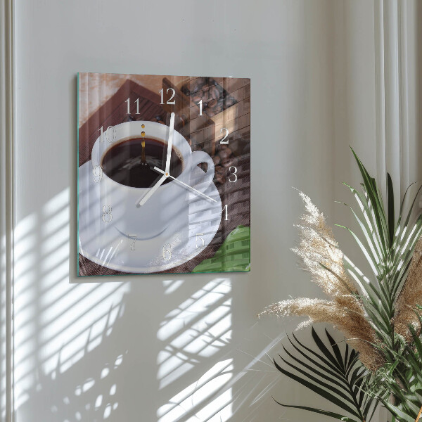 Square wall clock Coffee