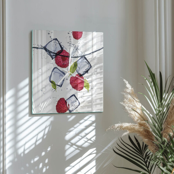 Square wall clock Raspberries