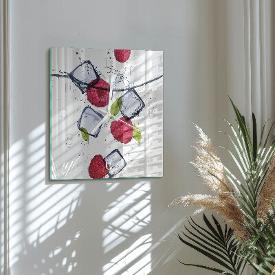 Square wall clock Raspberries