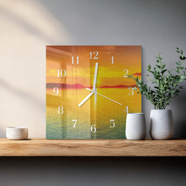 Square wall clock Sunset