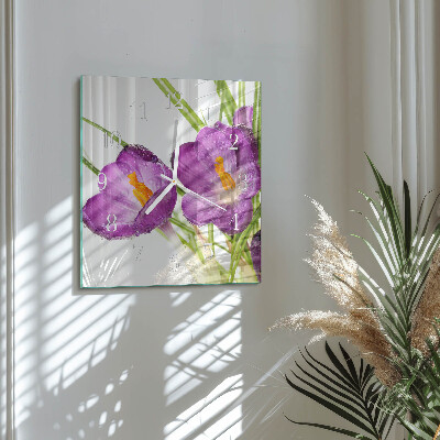 Square wall clock Crocuses