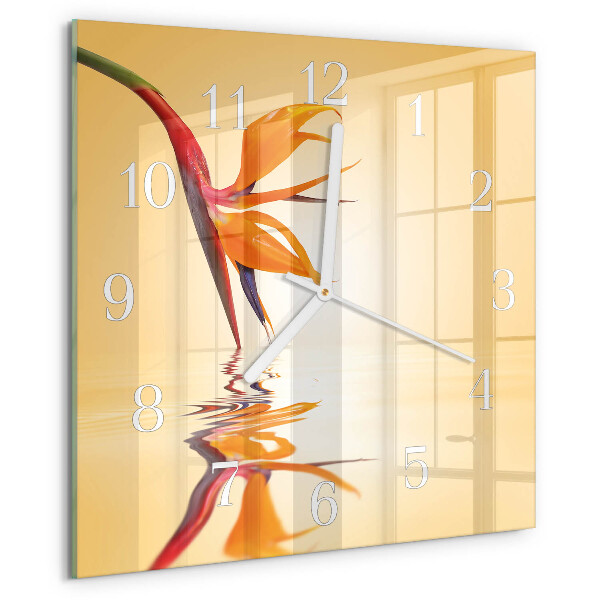 Square wall clock Flower