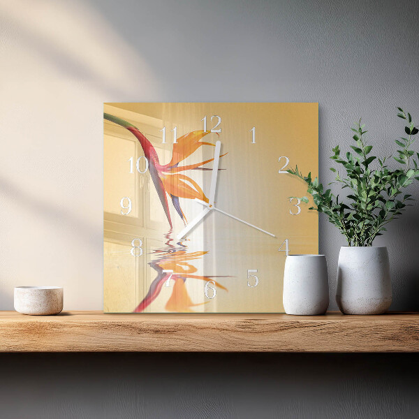 Square wall clock Flower